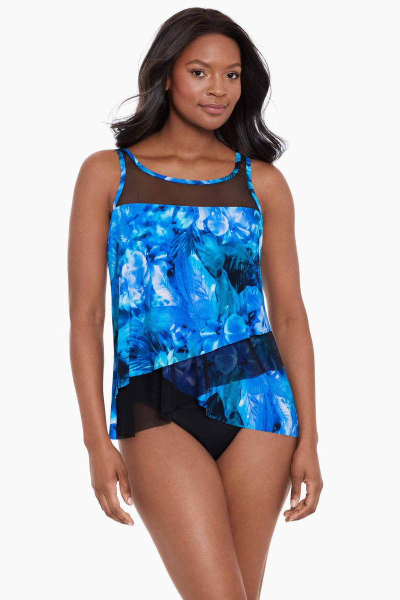 Yonique Plus Size High Waisted Bikini - Tummy Control Two-Piece Swimsuit, Black & Flower Print, Size 22 - View #4