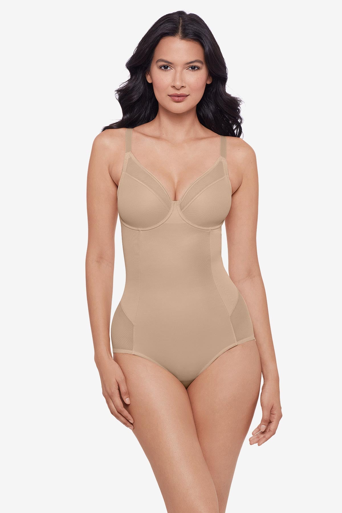 トップス PRANK PROJECT Sheer Trim Bodysuit Miraclesuit Extra Firm Sexy Sheer Shaping Bodybriefer