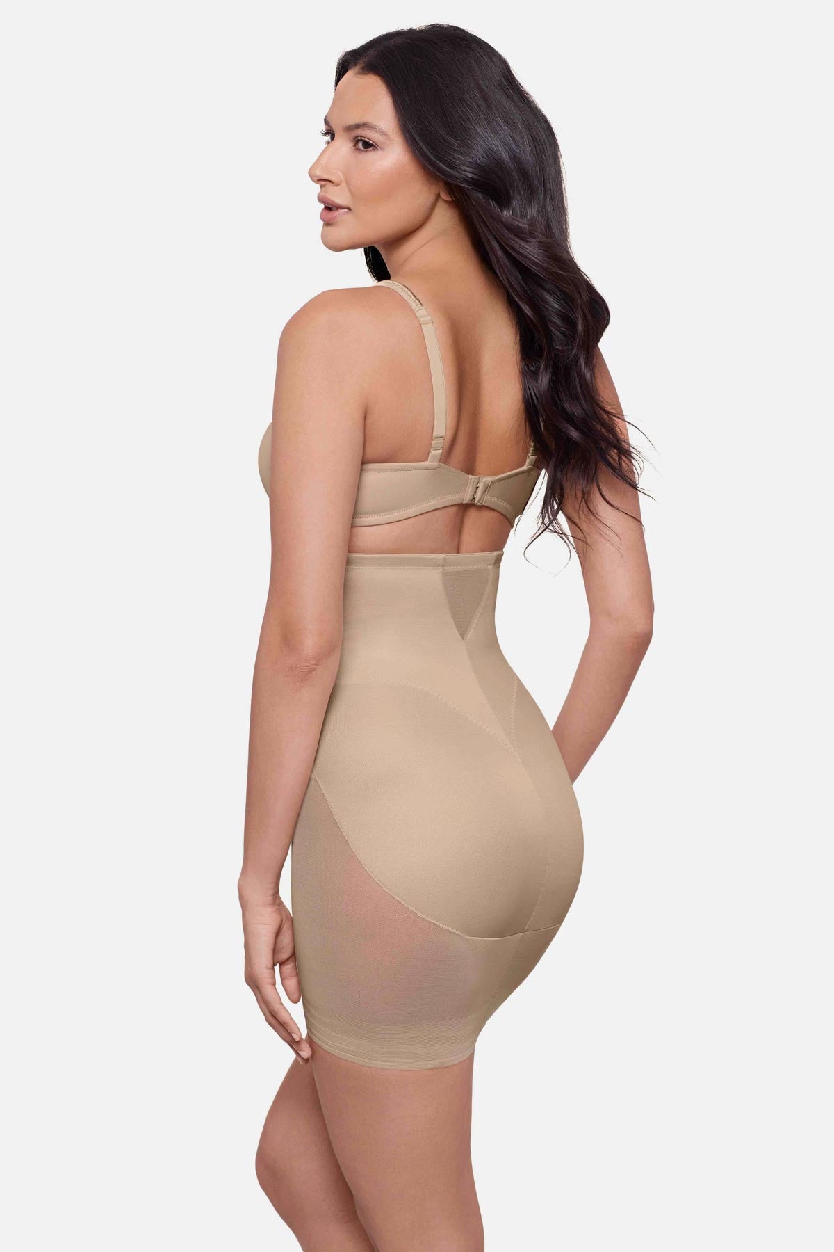 Miraclesuit Women's Sexy Sheer Extra Firm Control High-Waist Half Slip in Warm Beige/Nude, Size XL, Elastane/Nylon