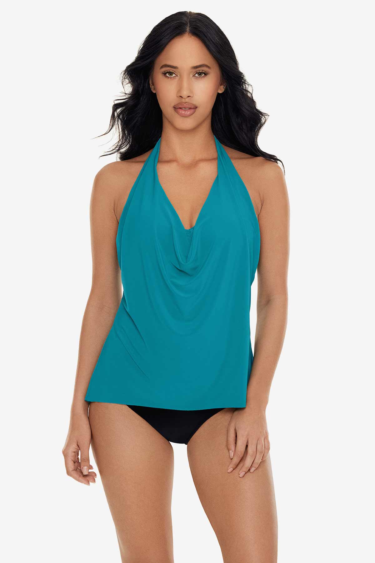 BLUE WAVE High Neck Tankini Top - Turquoise