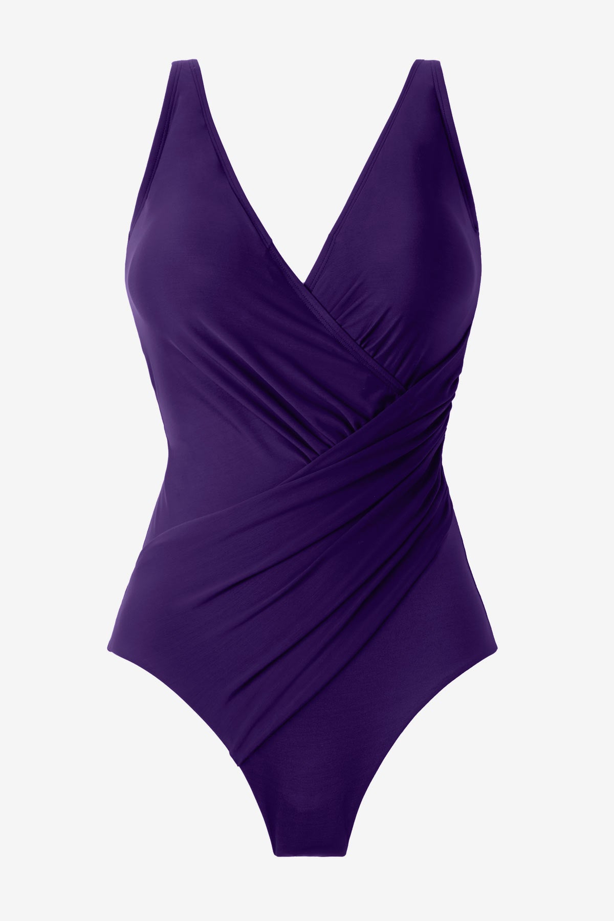 Mulberry purple one-piece swimsuit with wrap detail