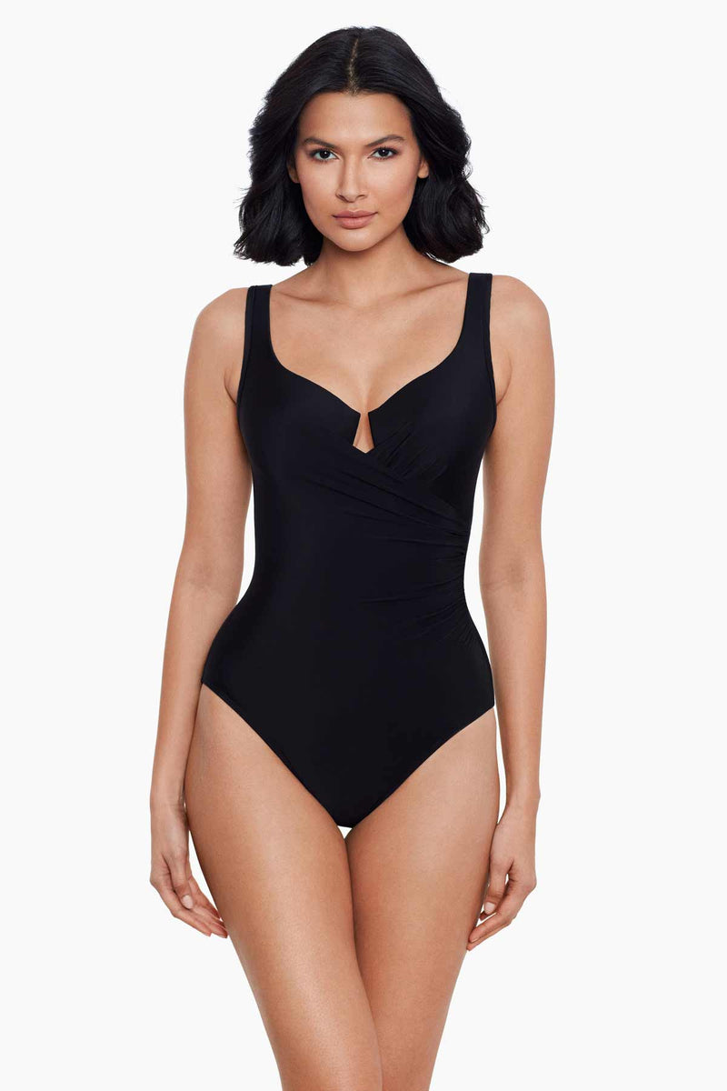 Dreamsuit by Miracle Brands, Swim, Dreamsuit By Miracle Brand Solid Black  High Neck One Piece Size 2 Nwt