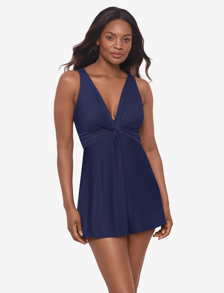 water club swim dress Women's Aqua Club V-Neck One-Piece Swimsuit - White
