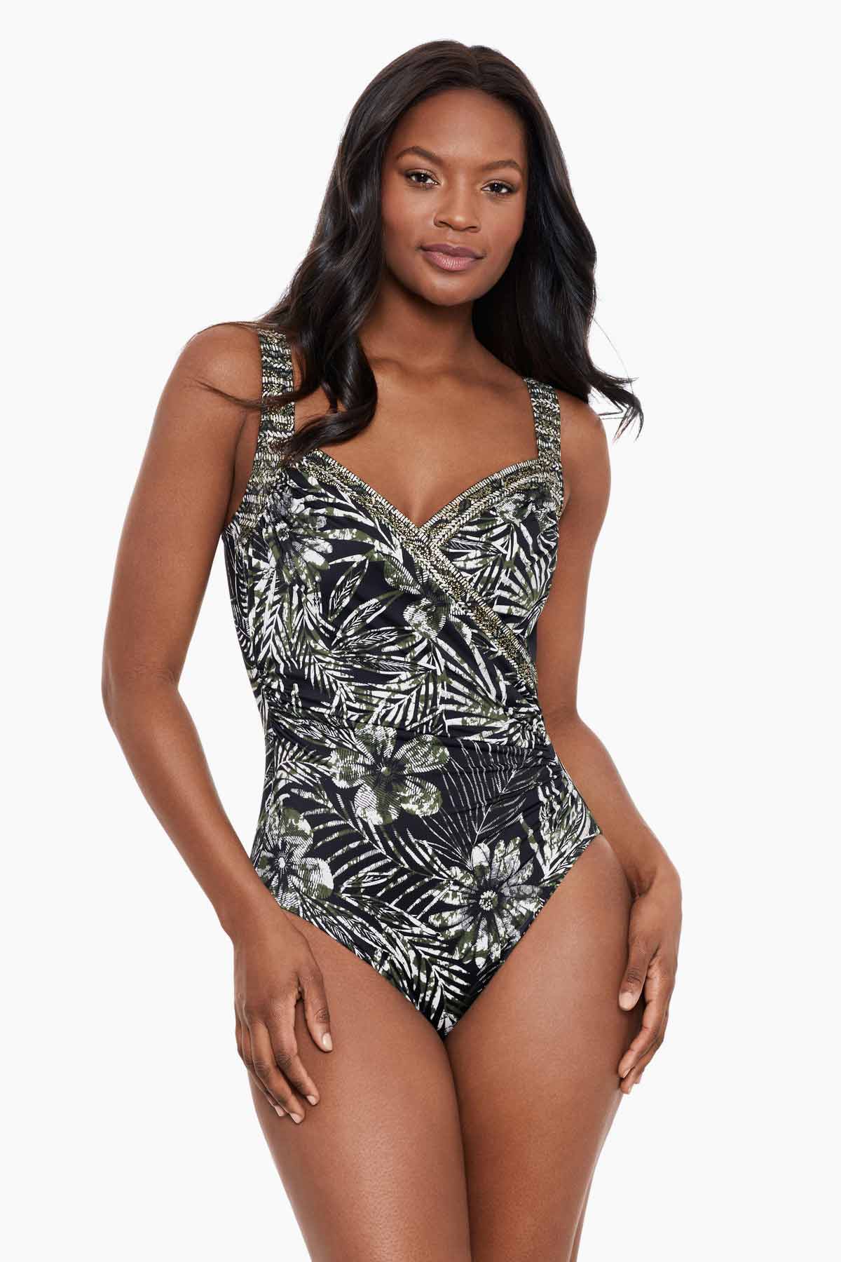 AONTUS Plus Size One Piece Swimsuit - Tummy Control & Bust Support With Removable Cups