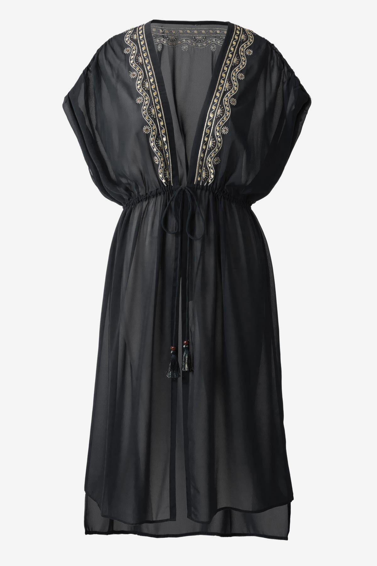 kimono dress beach cover up Beach Cover Up| Open-Front Cover-Up Duster Kimono - Black
