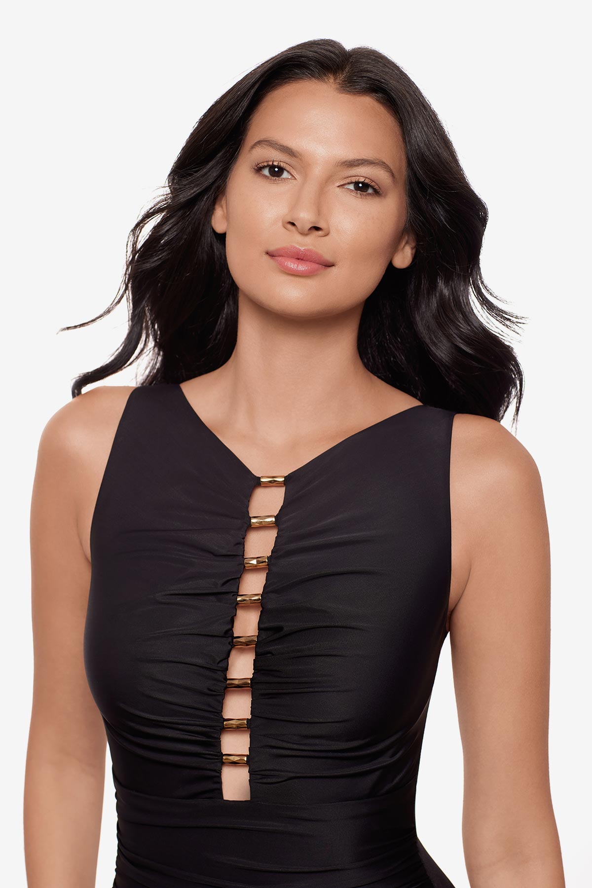 ワンピース neQuittezpasRamieSmockingHalfSleeveDress ASAMI Print Sleeveless Ruffle Waist One-Piece Swimsuit