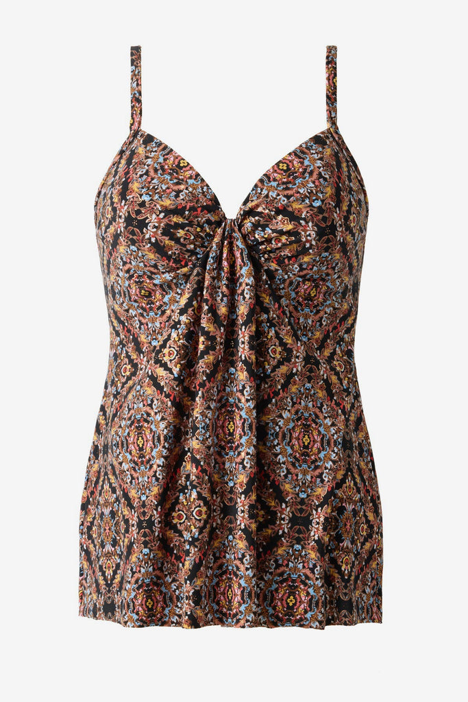 Multicolor tankini top with a V neckline