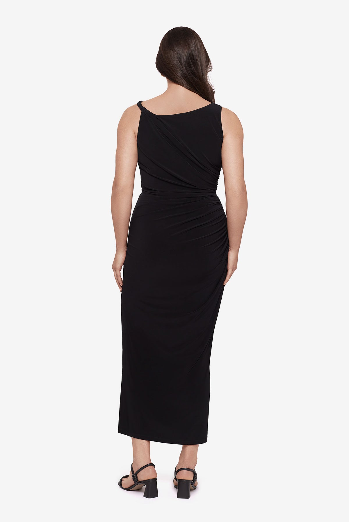 long body fitting dress Body-Hugging Fit Beaded Drapes High-Neck White Dress