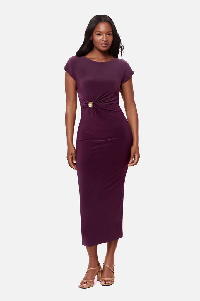 dark purple midi dress with sleeves Body by Miraclesuit Women's Isla Shaping Dress in Bing, Size Small