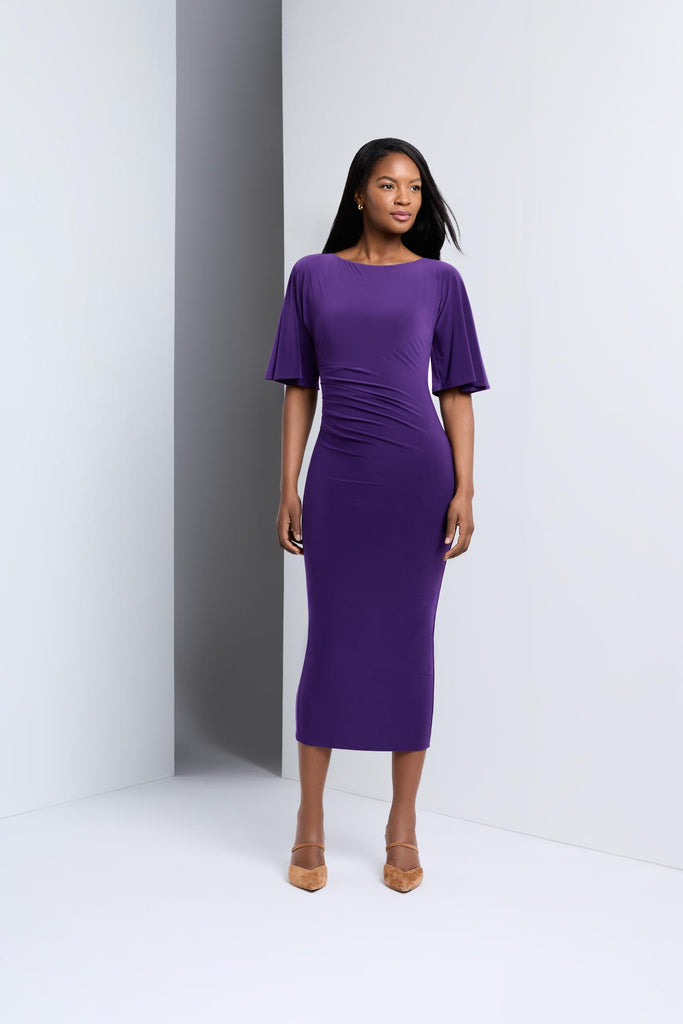 iris bodycon dress Body by Miraclesuit Shaping in Mulberry asymmetric mesh overlay across mfgstyle_BEBE2294 21 cutest things at Colour:indigo