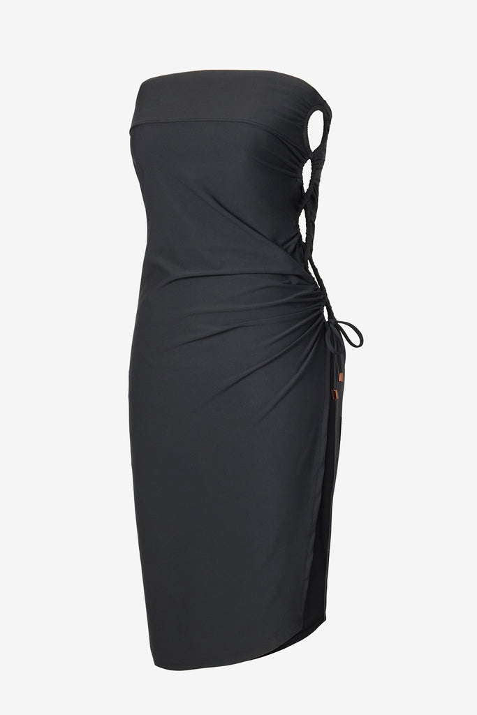 Black swim cover up with a large side slit