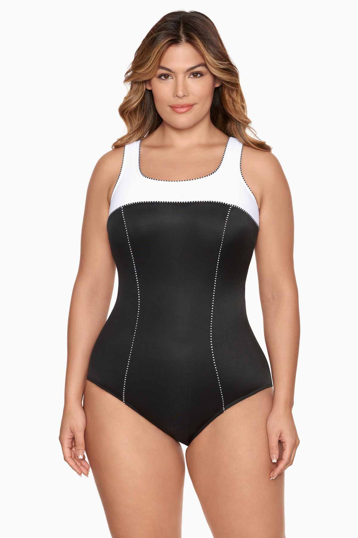 Plus Size One Piece Swimsuits,Tummy Control Keyhole Bathing Suits