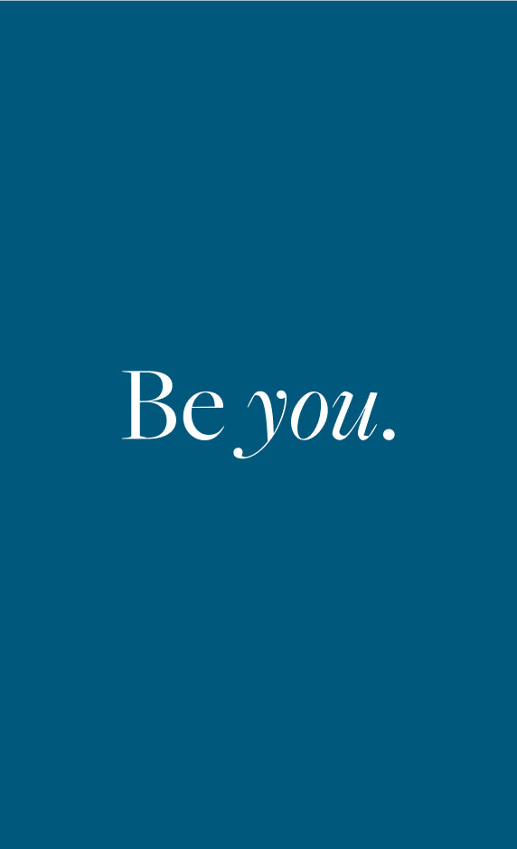 Be you text in white on a dark blue background
