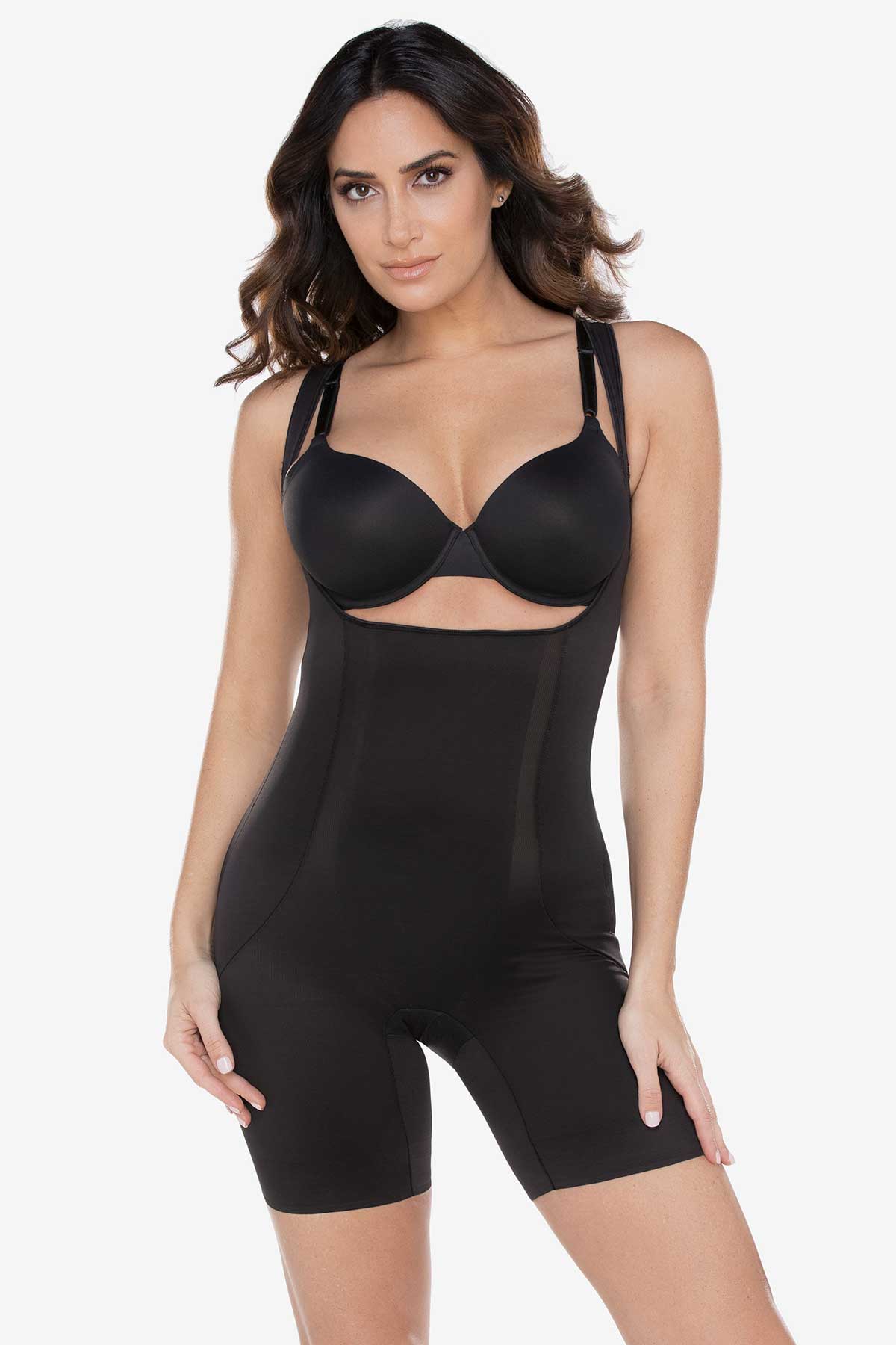 Shape Away® Open Bust Thigh Slimmer Bodysuit