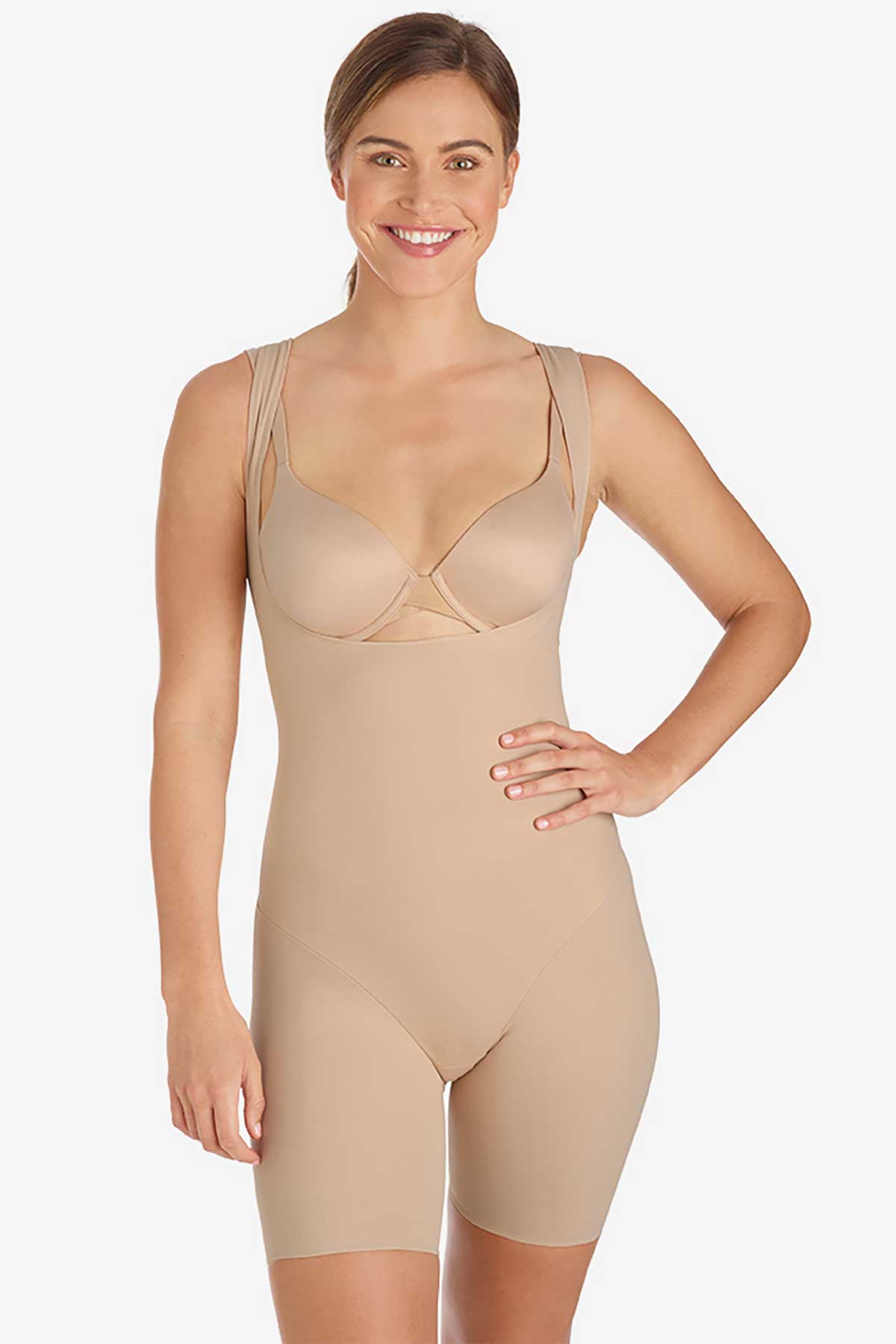 Shape Away® Open Bust Thigh Slimmer Bodysuit