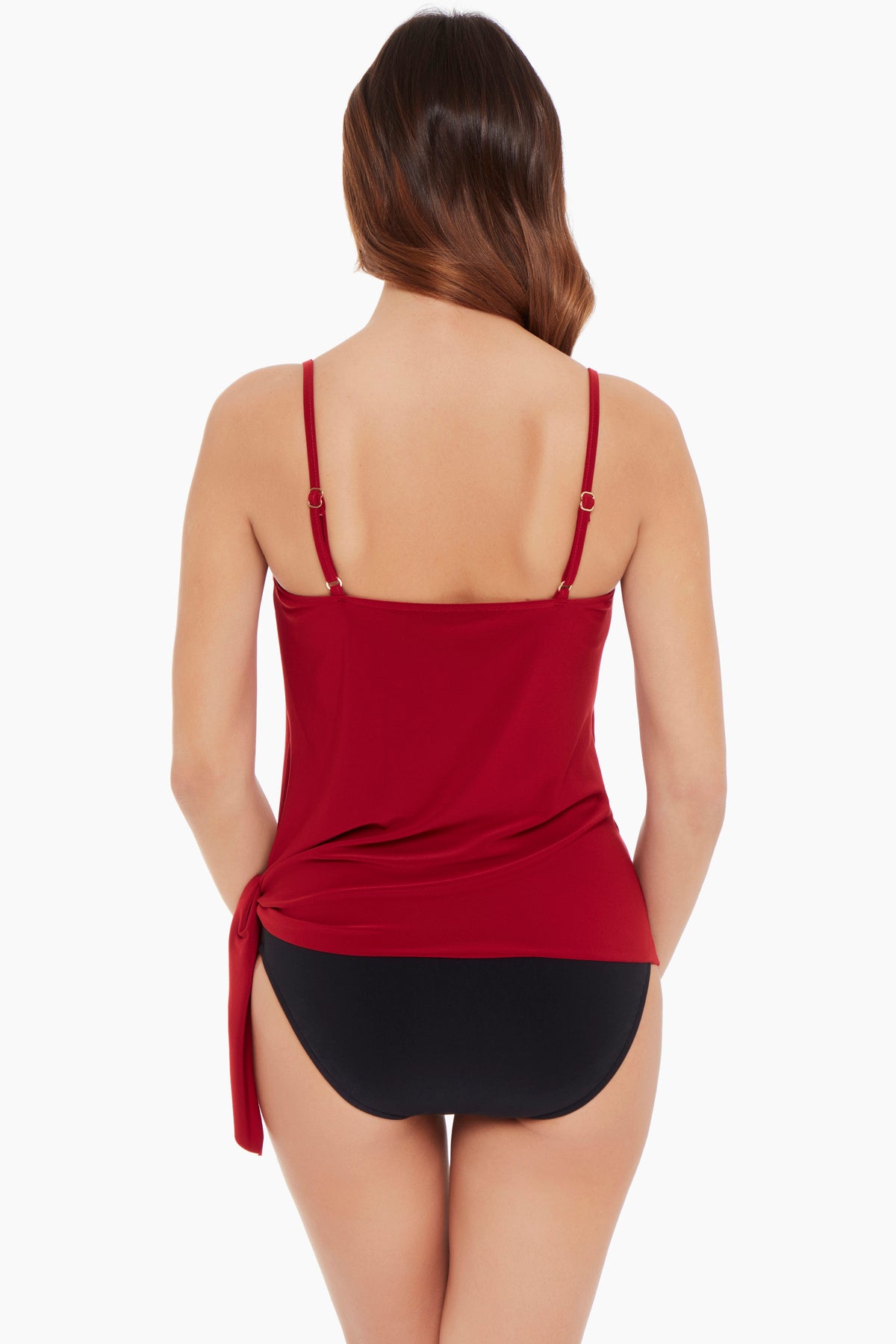 Full Straight Back tankini swimsuit in crimson color