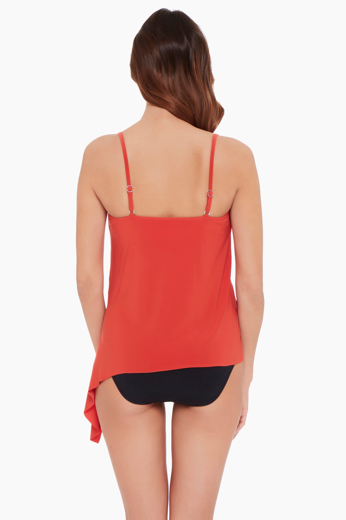 Full Straight Back tankini bathing suit in coral color