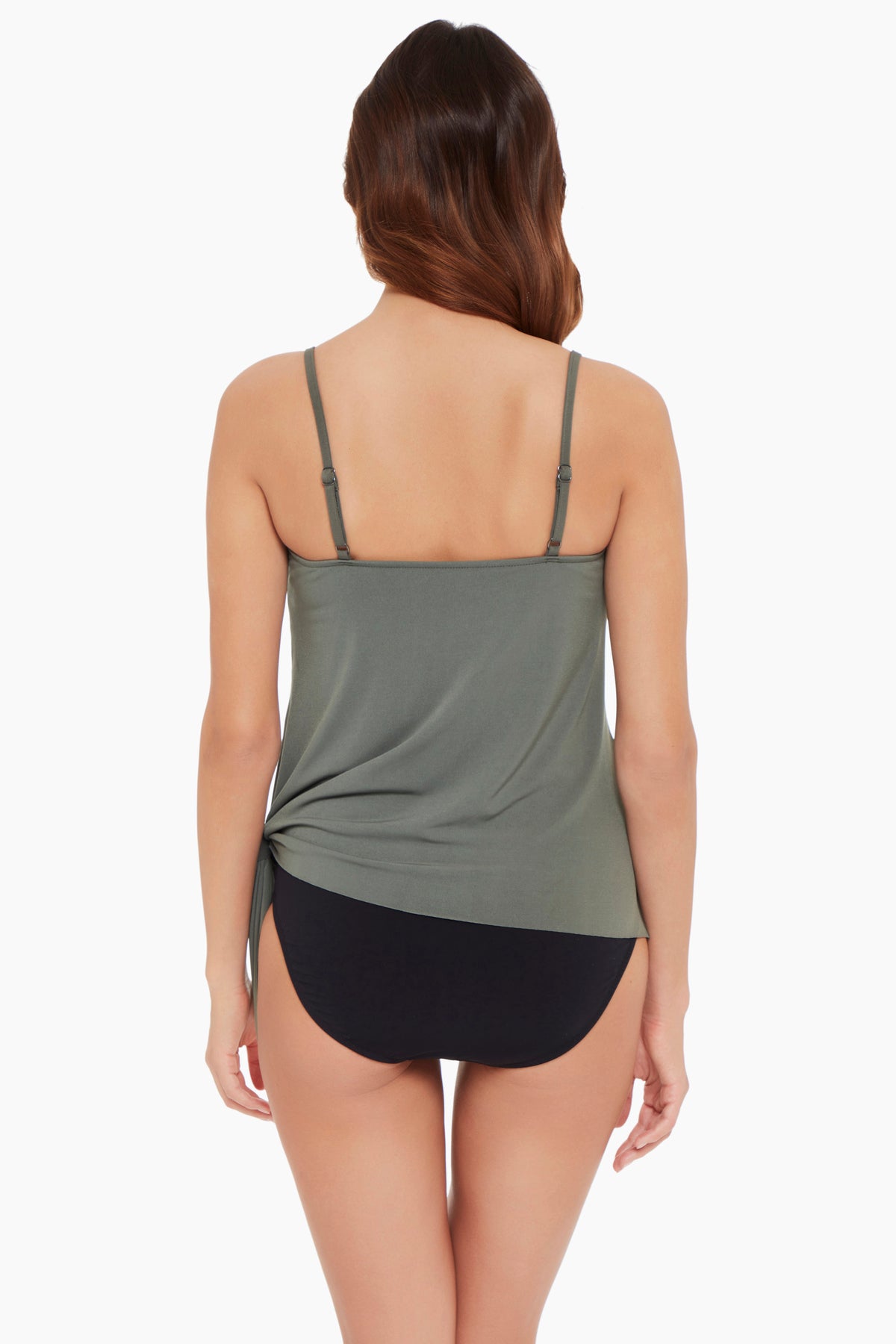 Full Straight Back tankini top in military hue