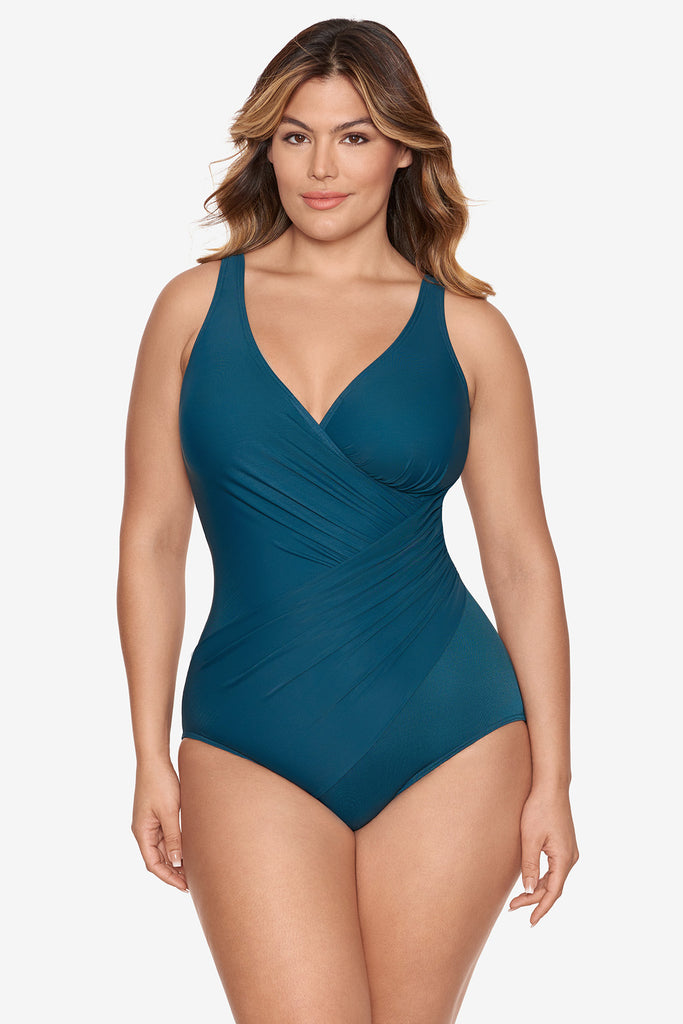 Wrapped control at the waist and hips one piece swimsuit