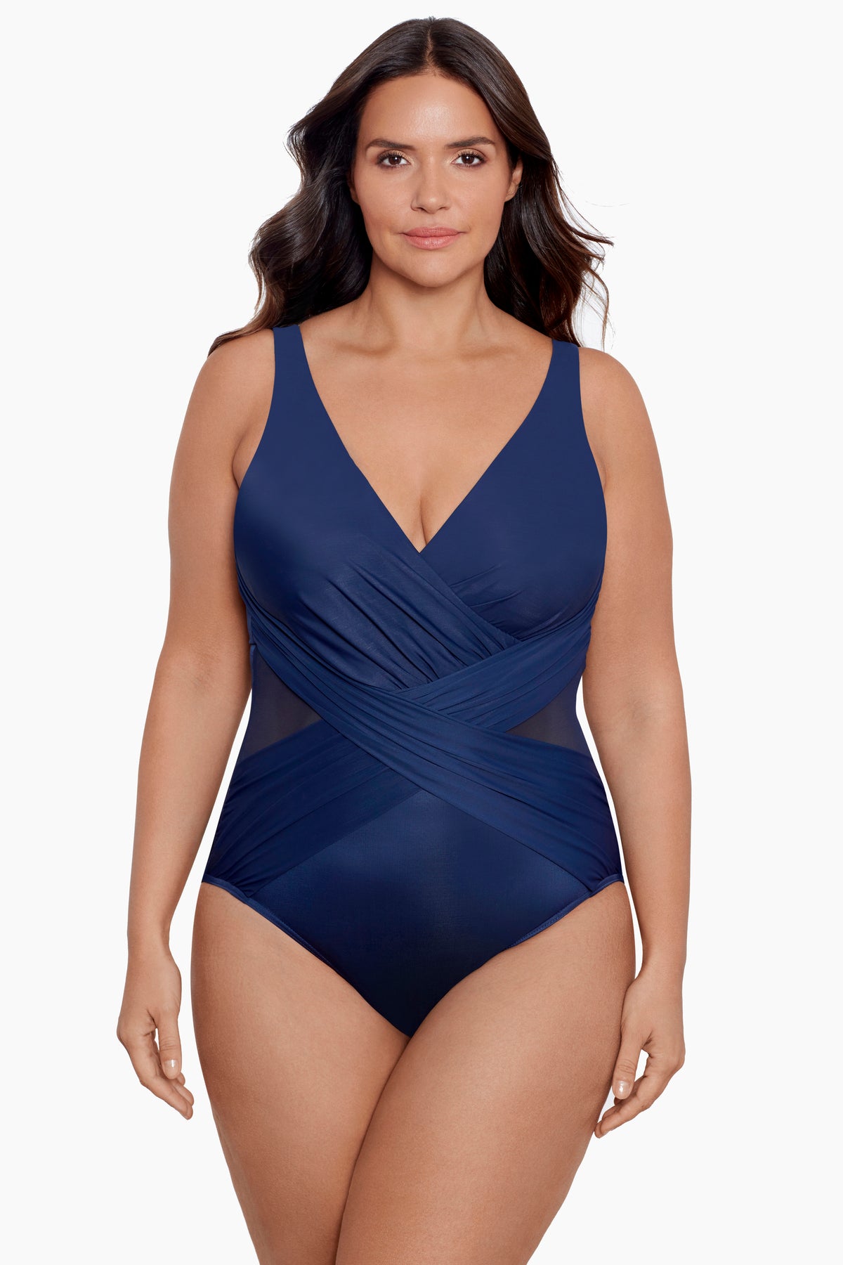 Plus Size Crossover One Piece Swimsuit